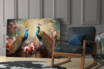 Heritage chinoiserie cinematic glass wall art in country-house library