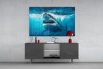 Cinema-marine cinematic glass wall art in country-house library