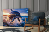 Marine travel cinematic glass wall art in study-themed hallway
