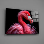 Tropical couture flamingo glass wall art in fashion-atelier reception