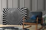 1960s op-art cinematic glass wall art in heritage library