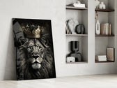 Heraldic portrait cinematic glass wall art in country-club library