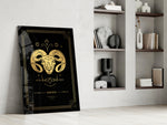 Mystical Aries cinematic glass wall art in heritage stairwell