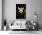Astrology-themed Taurus cinematic glass wall art in reading nook