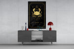 Cancer celestial cinematic glass wall art in fashion-atelier reception