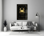 Astrology-themed Cancer cinematic glass wall art in reading nook