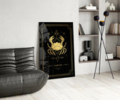 Luxury astrology cinematic glass wall art over walnut console