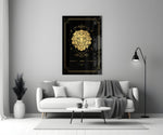 Astrology-themed Leo cinematic glass wall art in reading nook