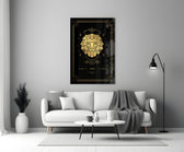 Astrology-themed Leo cinematic glass wall art in reading nook