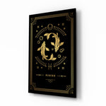 Pisces zodiac tarot cinematic glass wall art beside dresser in teen bedroom