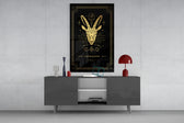 Capricorn celestial cinematic glass wall art in fashion-atelier reception