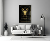Astrology-themed Capricorn cinematic glass wall art in reading nook
