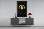 Sagittarius celestial cinematic glass wall art in fashion-atelier reception