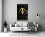 Astrology-themed Sagittarius cinematic glass wall art in reading nook