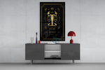 Cancer celestial cinematic glass wall art in fashion-atelier reception