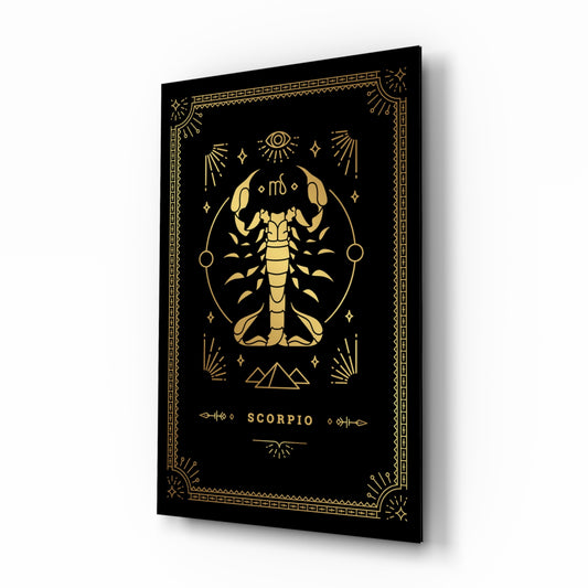 Cancer zodiac tarot cinematic glass wall art beside dresser in teen bedroom