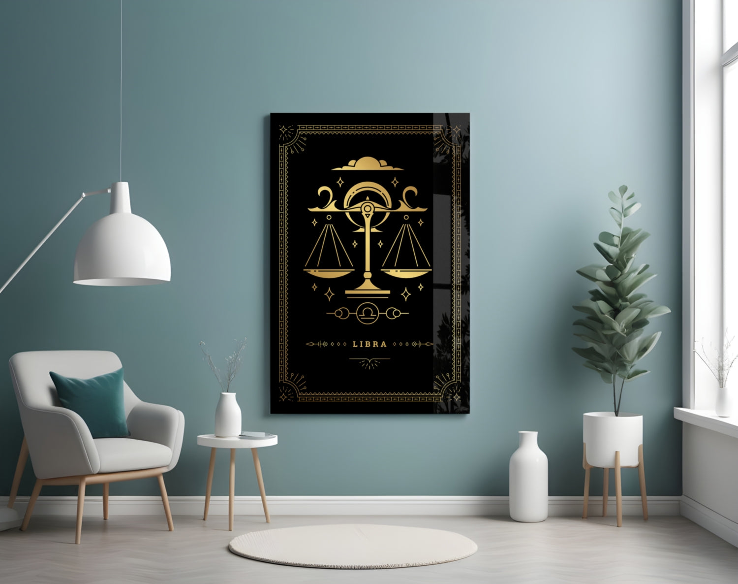 Libra Zodiac Sign Glass Wall Art.