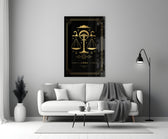 Astrology-themed Libra cinematic glass wall art in reading nook