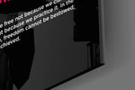 Manifesto streetwear cinematic glass wall art in teen lounge