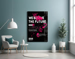 Magenta-spray manifesto cinematic glass wall art in designer den