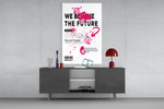 Future-poster ivory cinematic glass wall art in fashion-atelier reception