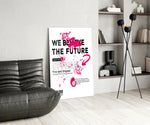 Streetwear-zine ivory cinematic glass wall art over modern dining sideboard