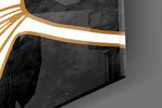 Gold-leaf moon cinematic glass wall art in luxury walk-in closet
