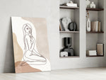 Scandi-modern minimalist cinematic glass wall art in heritage hallway