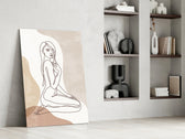 Scandi-modern minimalist cinematic glass wall art in heritage hallway