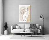 Continuous-line elegant cinematic glass wall art in glamorous walk-in closet