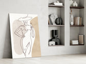 Scandi-modern champagne cinematic glass wall art in heritage hallway