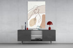 Pinterest-poster boho cinematic glass wall art in light-filled garden room