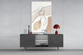 Pinterest-poster boho cinematic glass wall art in light-filled garden room
