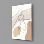 Matisse-style sun-hat cinematic glass wall art in wellness studio reception
