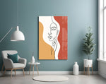 Marigold boho cinematic glass wall art in feminine-luxe powder-room