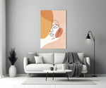 Continuous-line woman cinematic glass wall art in boutique cafe entry