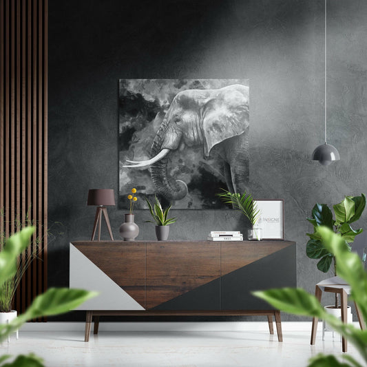 Elephant Brushed Aluminium Dibond Wall Art.