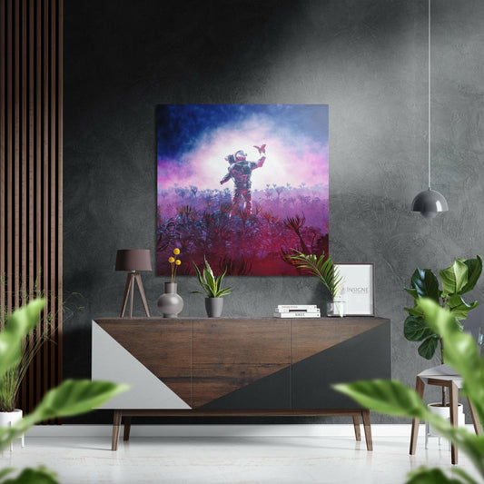 Space Traveller Brushed Aluminium Dibond Wall Art.