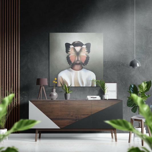 Butterfly Face Brushed Aluminium Dibond Wall Art.