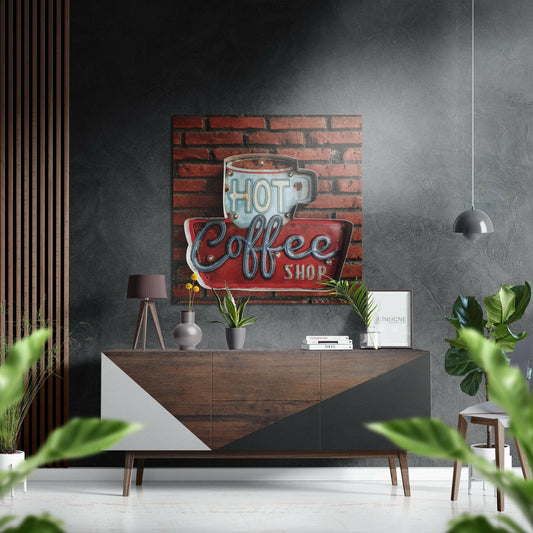 Hot Coffee Brushed Aluminium Dibond Wall Art.