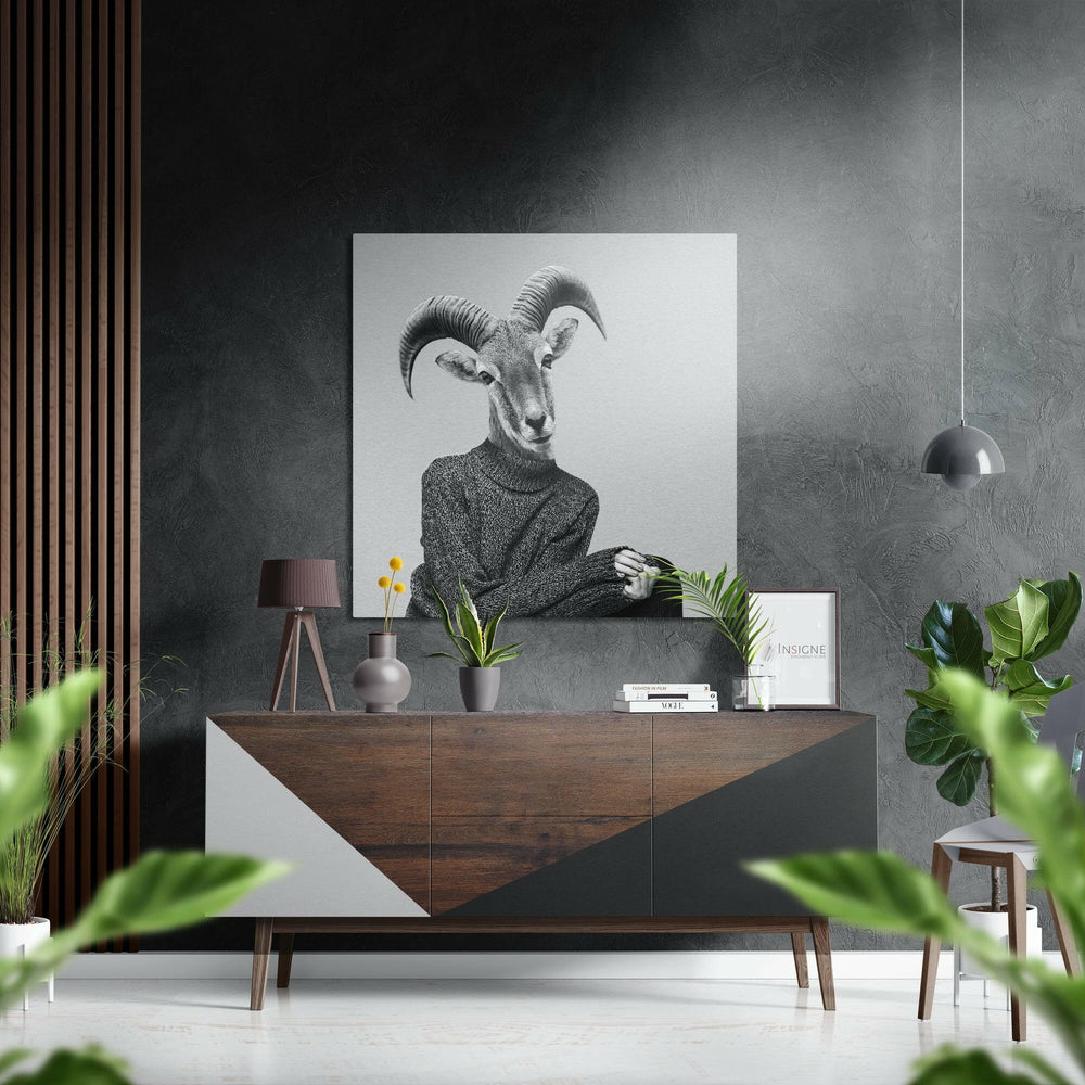 Goat-Headed Brushed Aluminium Dibond Wall Art.