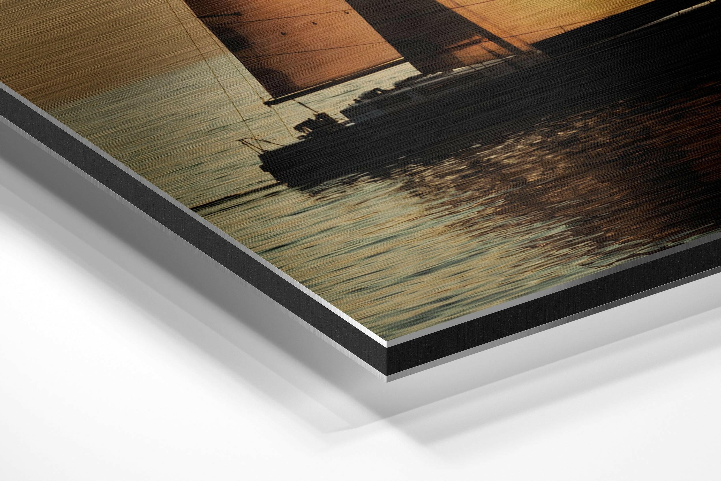 Sailing to Sunset Brushed Aluminium Dibond Wall Art.