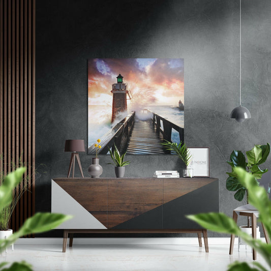 Lighthouse Brushed Aluminium Dibond Wall Art.