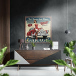 Vintage Garage Brushed Aluminium Dibond Wall Art.