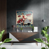 Vintage Garage Brushed Aluminium Dibond Wall Art.
