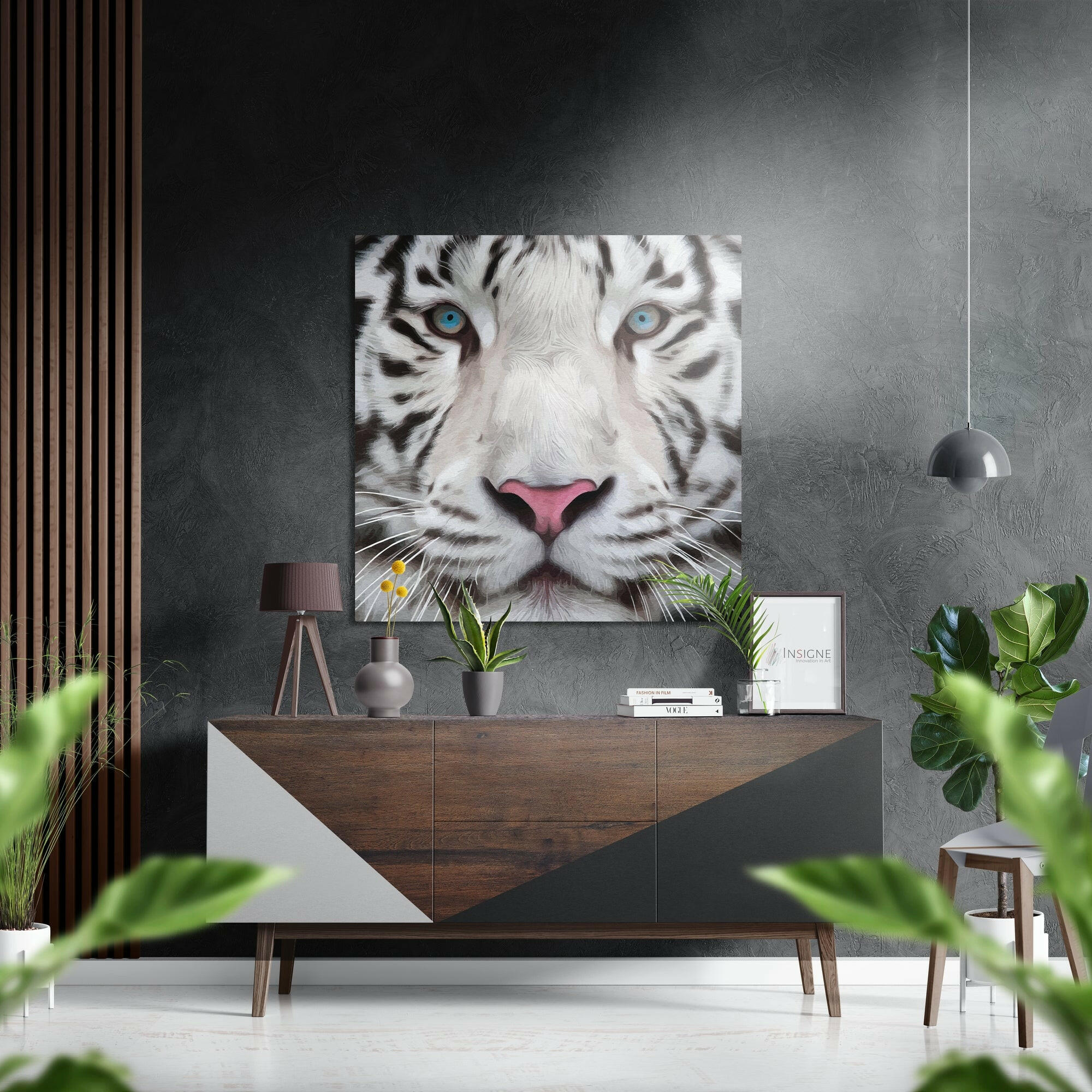 White Tiger Brushed Aluminium Dibond Wall Art.