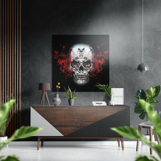 Skull Brushed Aluminium Dibond Wall Art.