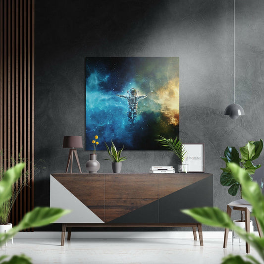 Space Traveller Brushed Aluminium Dibond Wall Art.