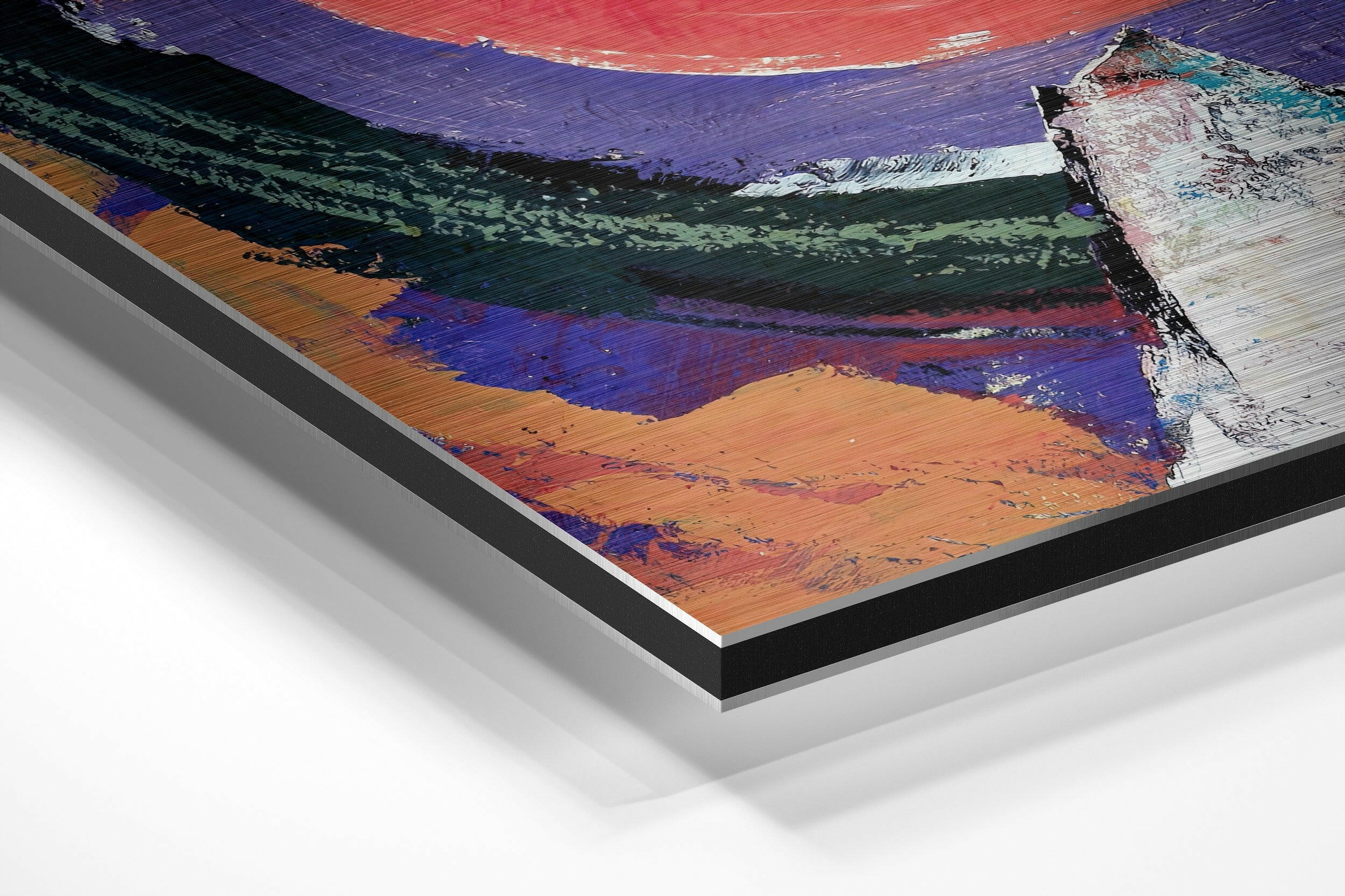 Kandinsky Style Brushed Aluminium Dibond Wall Art.