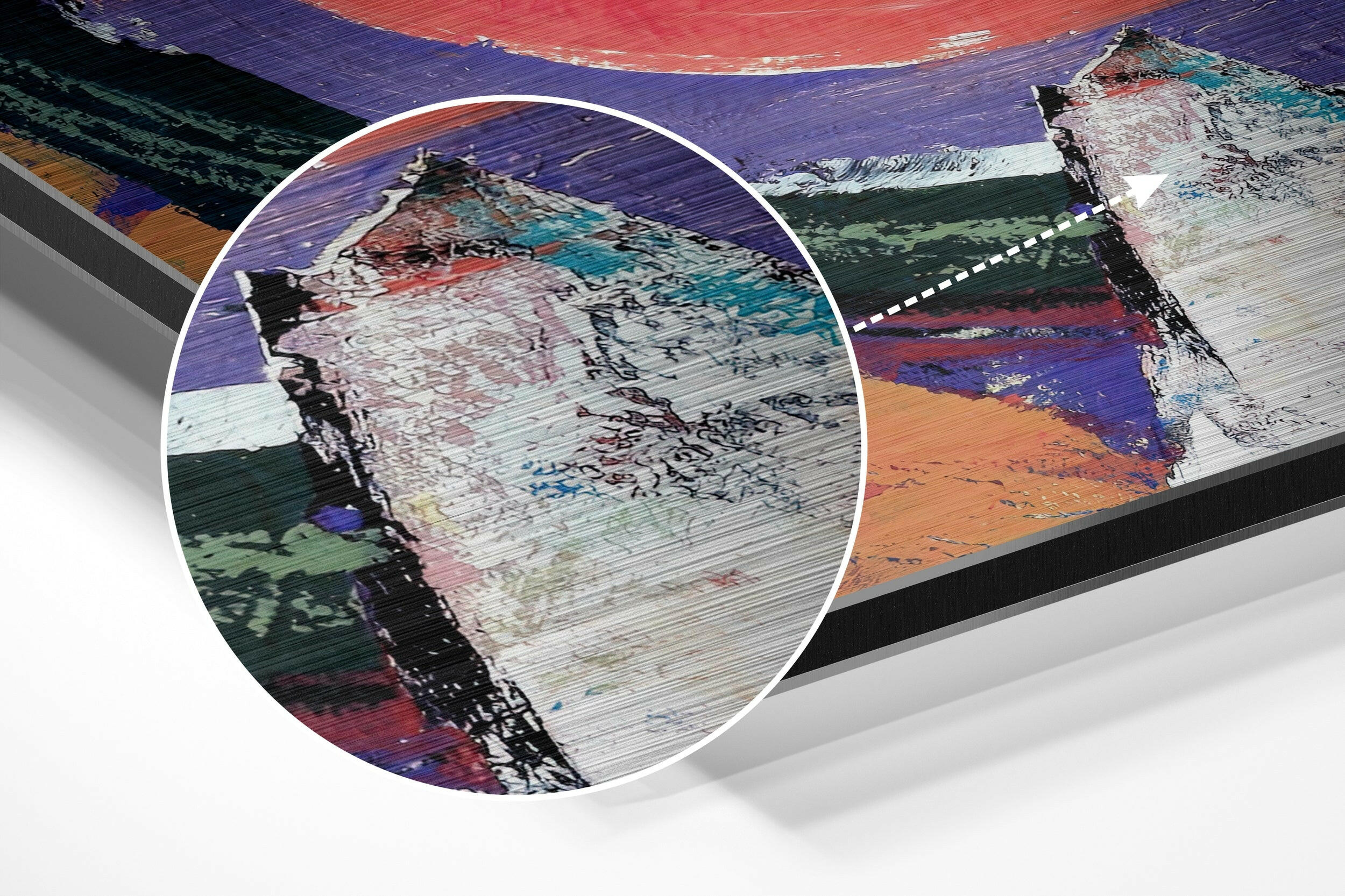 Kandinsky Style Brushed Aluminium Dibond Wall Art.